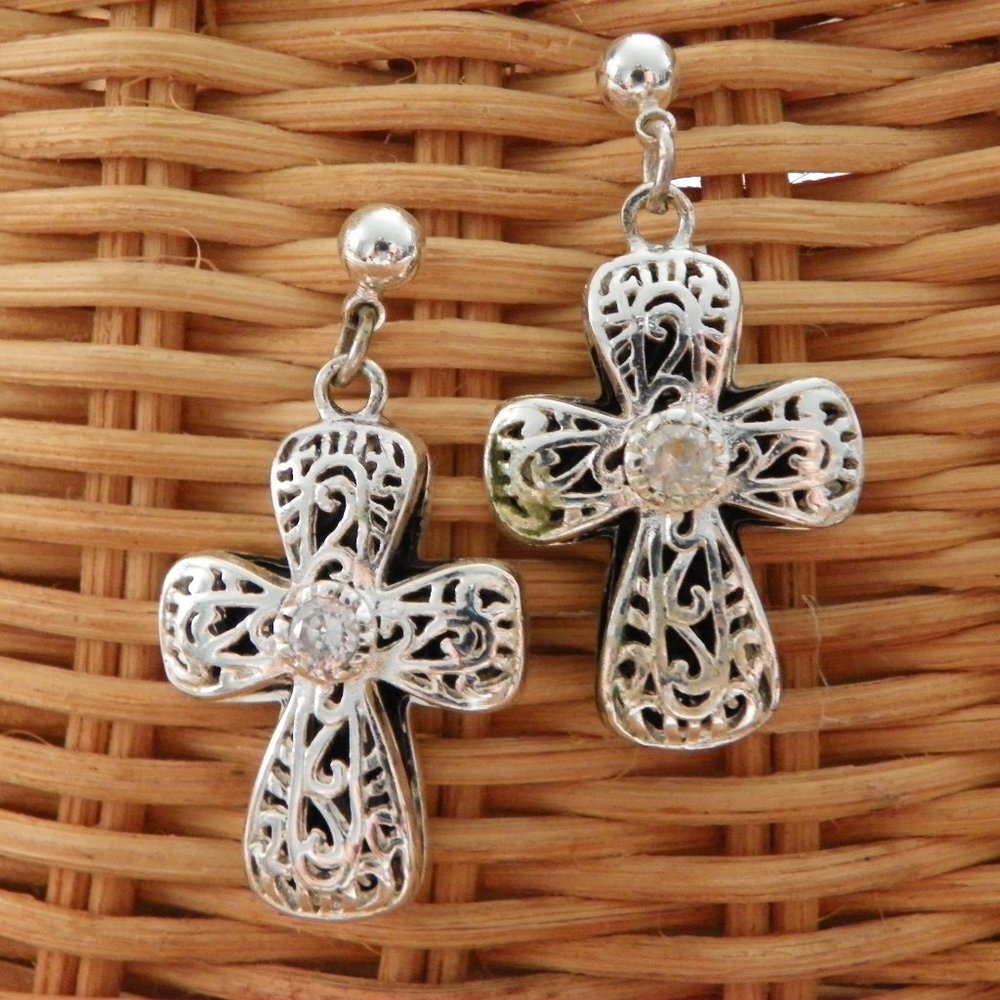 Brighton Sterling Silver Cross Earrings